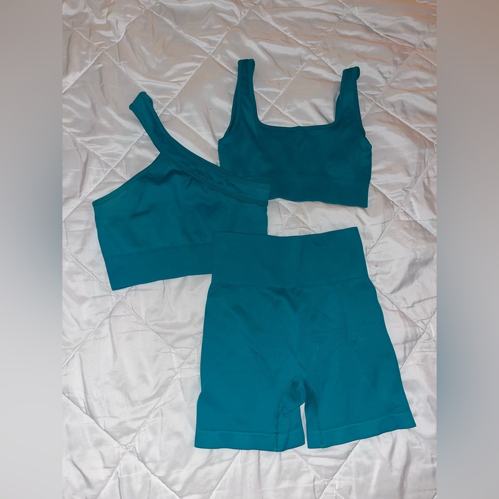 QQQ Never Been Worn 3-Piece Workout Set - Shorts, Tank, One shoulder Tank